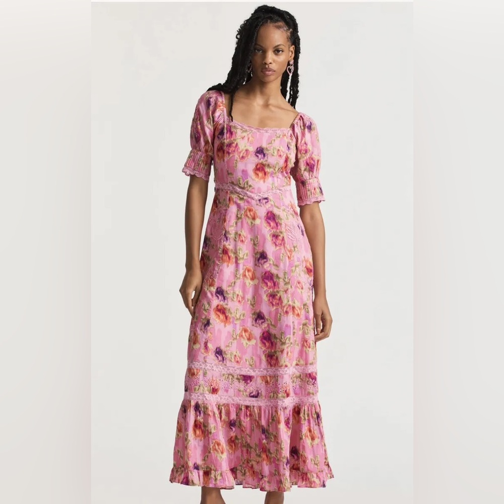 LoveShackFancy Mariata Dress Wild Pink Rose